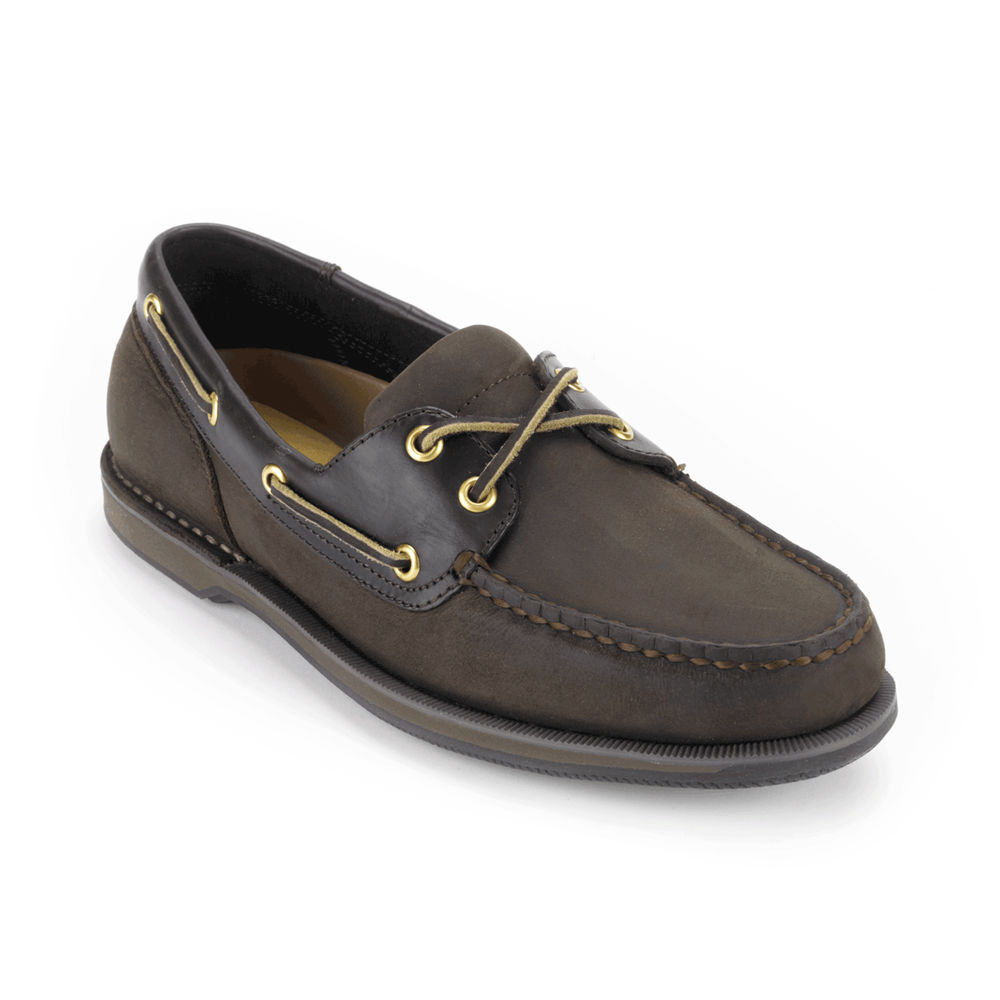 Zapatos De Barco Rockport Hombre Mexico - Perth Marrom Oscuro - HIBZE3685